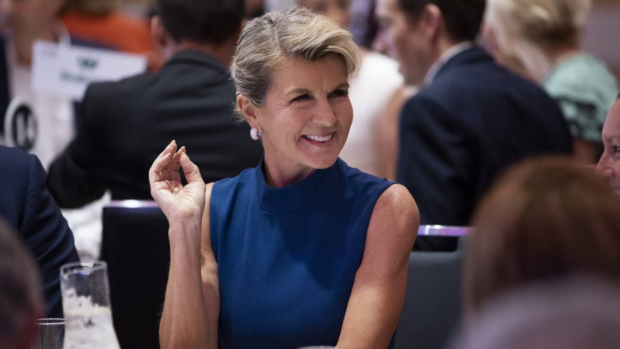 Julie Bishop turns heads in stunning designer gown