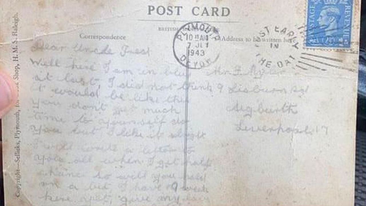 WWII veteran’s postcard delivered 77 years later