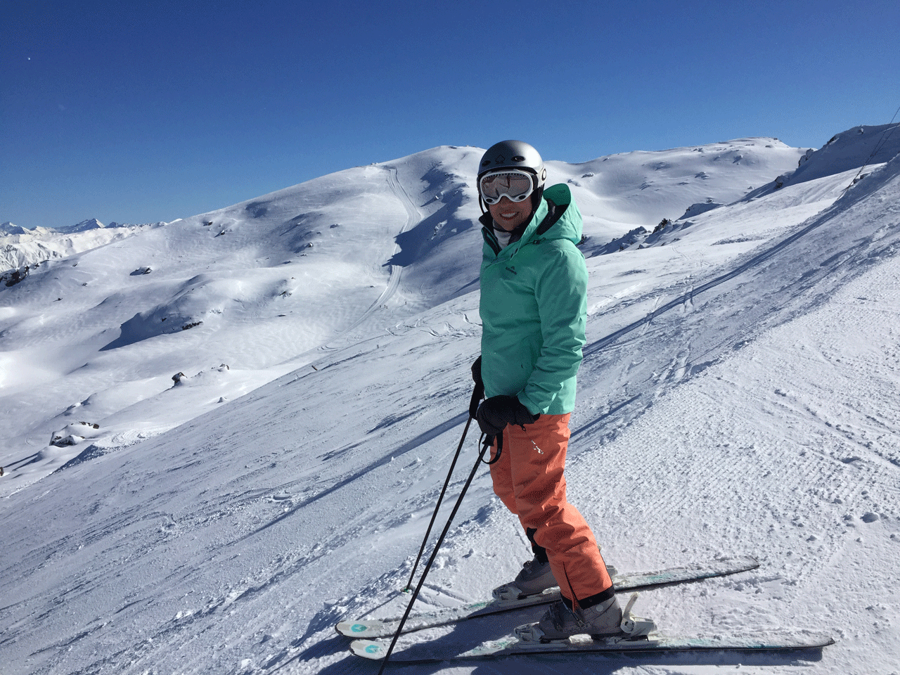 Justine on Cardrona's southern boundary with Willow’s Basin in the background. Picture by Chris Tyerman