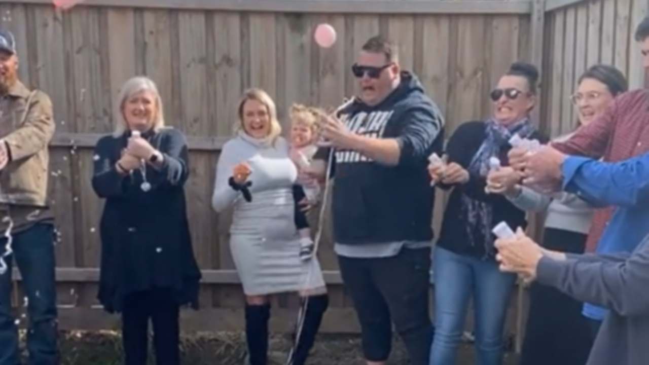 "Father of the year" caught in priceless gender reveal moment