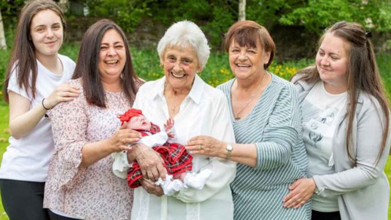 Great-great-great-grandma meets newest addition to family