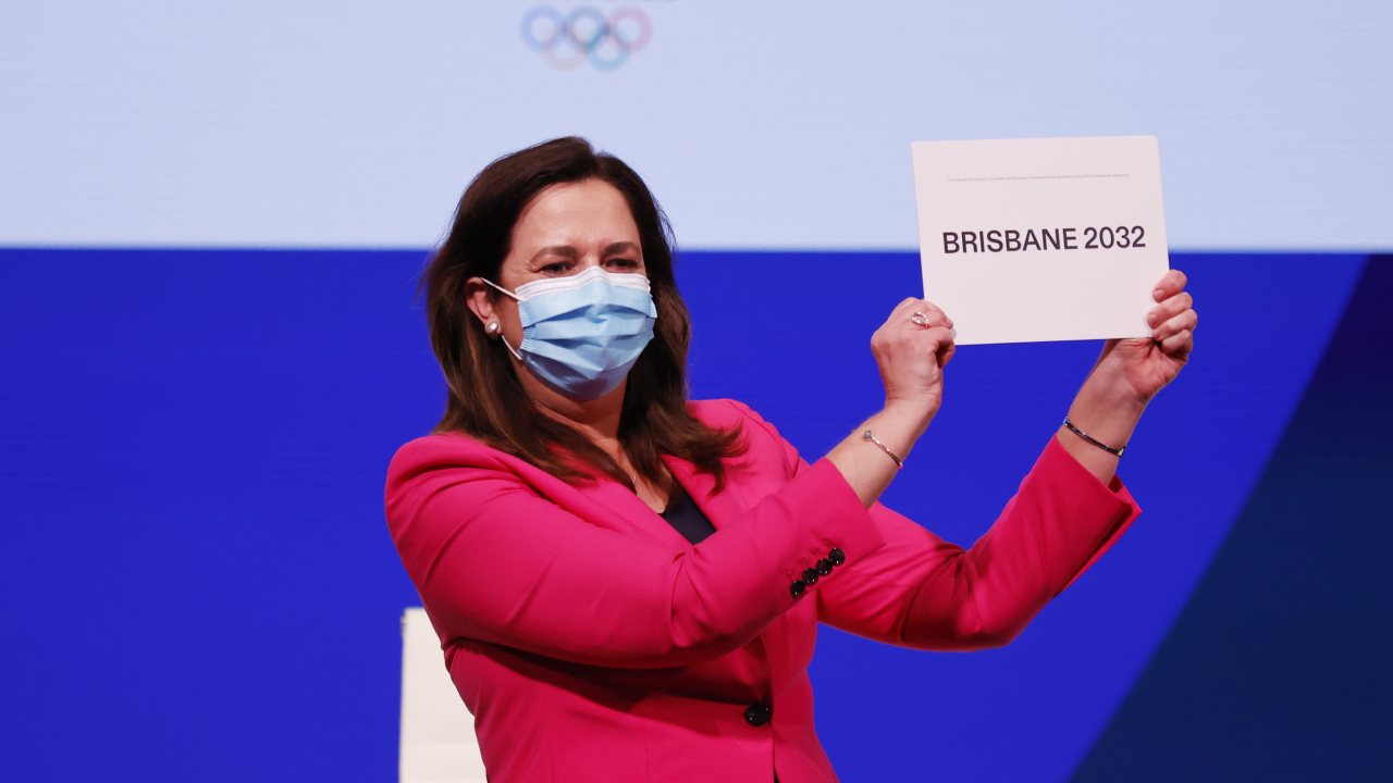 QLD Premier grilled by reporters moments after Brisbane awarded 2032 Olympics