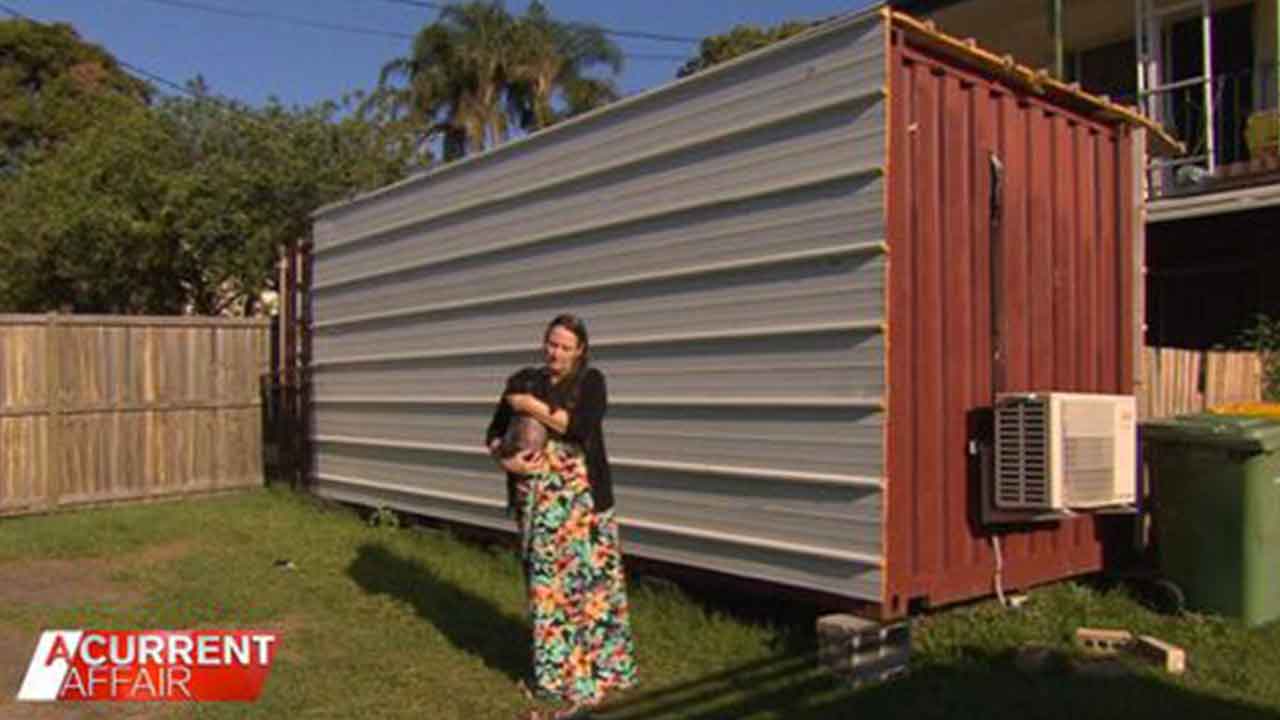 Family spat sees mum living in a shipping container