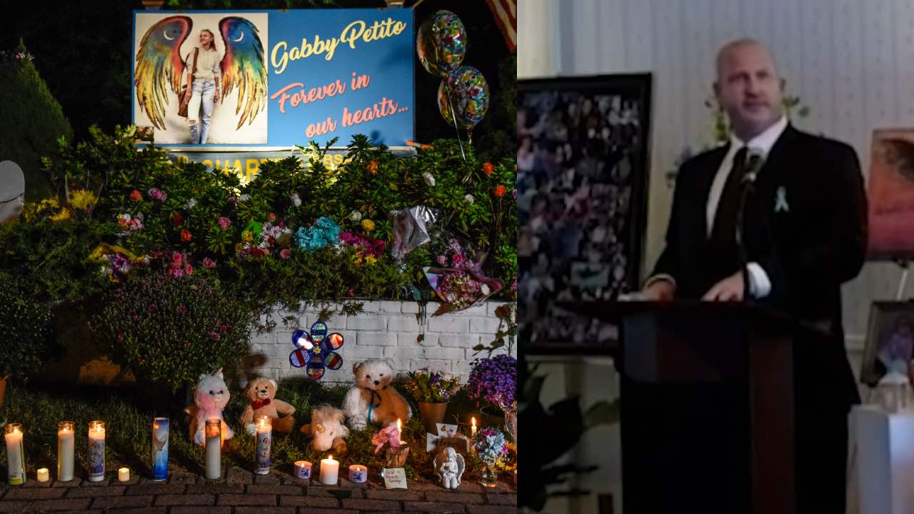 Gabby Petito's dad breaks down during eulogy