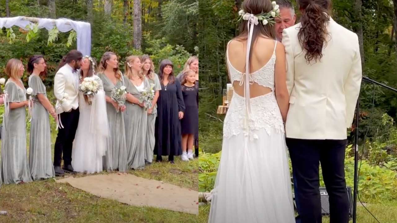 Bride's touching gesture for blind husband on wedding day