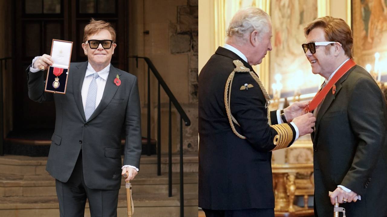  Sir Elton John honoured by Prince Charles