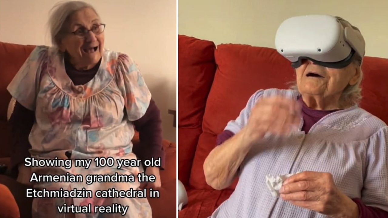 Centenarian's priceless reaction to virtual tour of childhood town